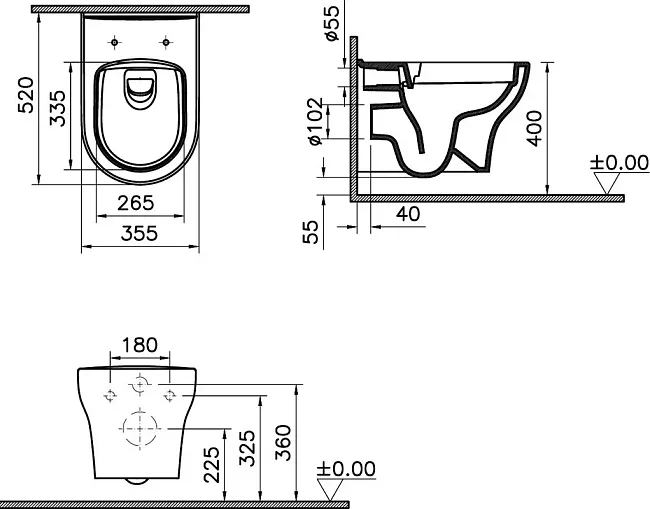 Чаша для унитаза подвесного VitrA Zentrum Round 7786B003-0075 Sancos — Оригинал