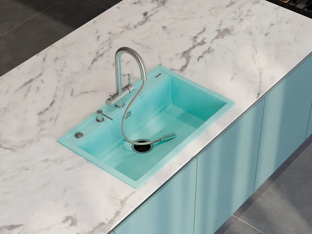 Мойка кухонная Omoikiri Kitagawa 79-LB-AZ azur blue Sancos — официальный сайт