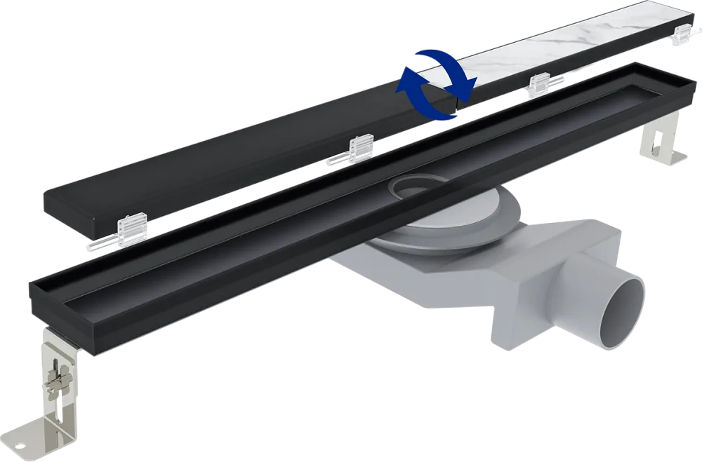 Душевой трап (лоток) Plumberia Selection PSL Linear 80 см, черный матовый Sancos — официальный сайт