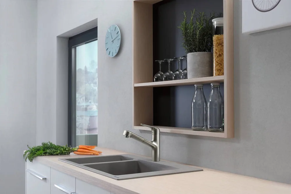 Смеситель для кухни Hansgrohe Focus M42 71814800 сталь Sancos — официальный сайт