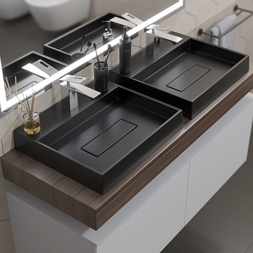 Накладная раковина Uperwood Tanos Quartz 291030050 50 см, матовая черная, космос