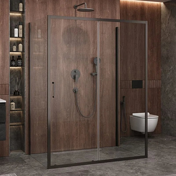 Душевой уголок Cezares Molveno AH 12 160+90 C GM IV 160х90 см, профиль оружейная сталь, стекло прозр