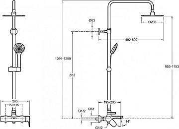 Душевая стойка Jacob Delafon Aleo E97825RU-4-CP