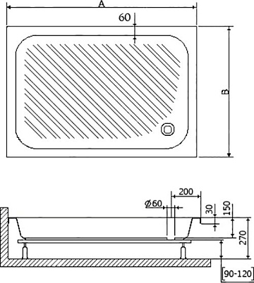 Поддон для душа RGW B/CL-S-A B/CL-S 16180290-51 90х100