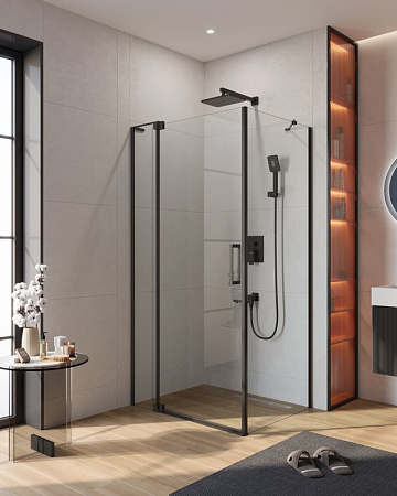 Душевой уголок Cezares Slider AH 1 80-100/110 C Nero профиль черный, стекло прозрачное