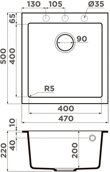 Мойка кухонная Omoikiri Bosen 47A-GB графит