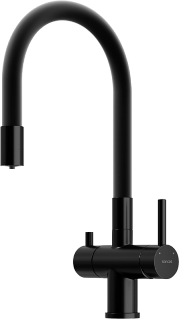 Смеситель для кухни Sancos Lucia SC4004MB с гибким изливом, черный матовый