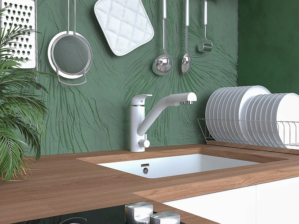 Смеситель для кухни Paulmark Hessen He213017-431 белый матовый Sancos — официальный сайт