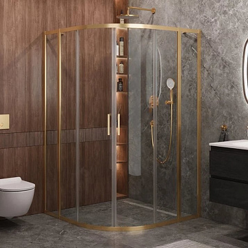 Душевой уголок Cezares Molveno R 22 100+20 C BORO IV 120х120 см, профиль брашированное золото, стекл