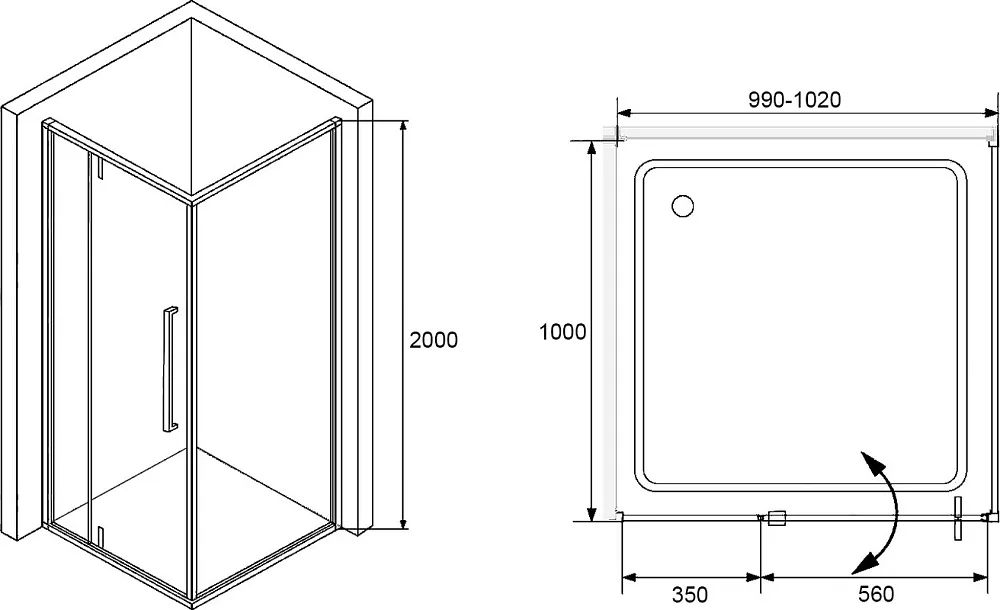 Душевой уголок RGW Stilvoll SV-03+100 см (99-102)x100x200 профиль хром, стекло прозрачное Sancos — официальный сайт
