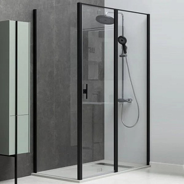 Душевой уголок Allen Brau Priority 120x100, профиль черный браш, стекло прозрачное