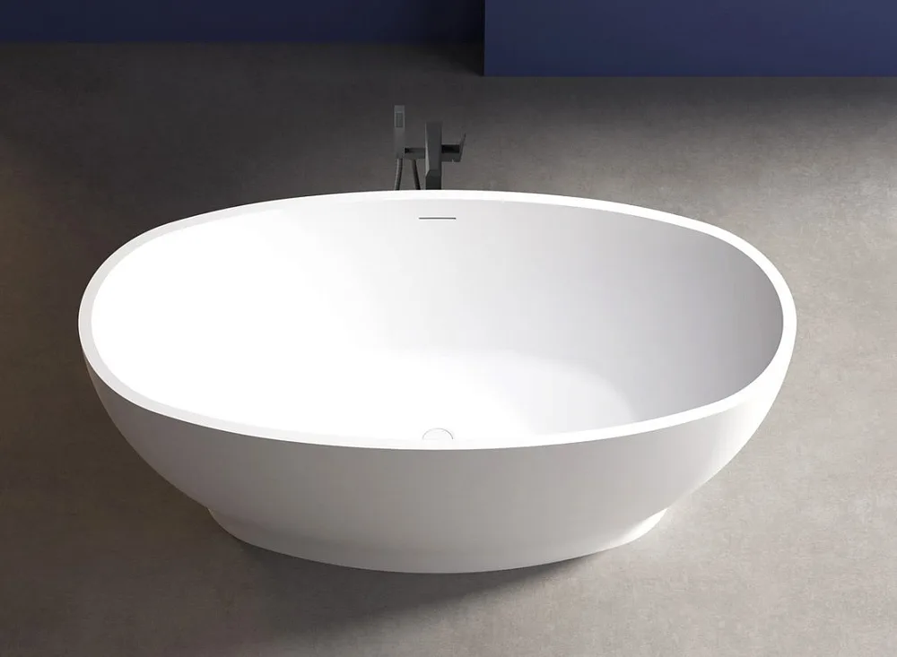 Акриловая ванна Abber AB9207 165x80 см, отдельностоящая, белая, овальная, с каркасом, со сливом-пере Sancos — официальный сайт