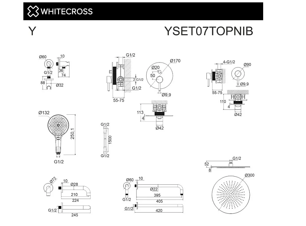 Душевой комплект WHITECROSS Y YSET07TOPNIB, С ВНУТРЕННЕЙ ЧАСТЬЮ, брашированный никель Sancos — официальный сайт