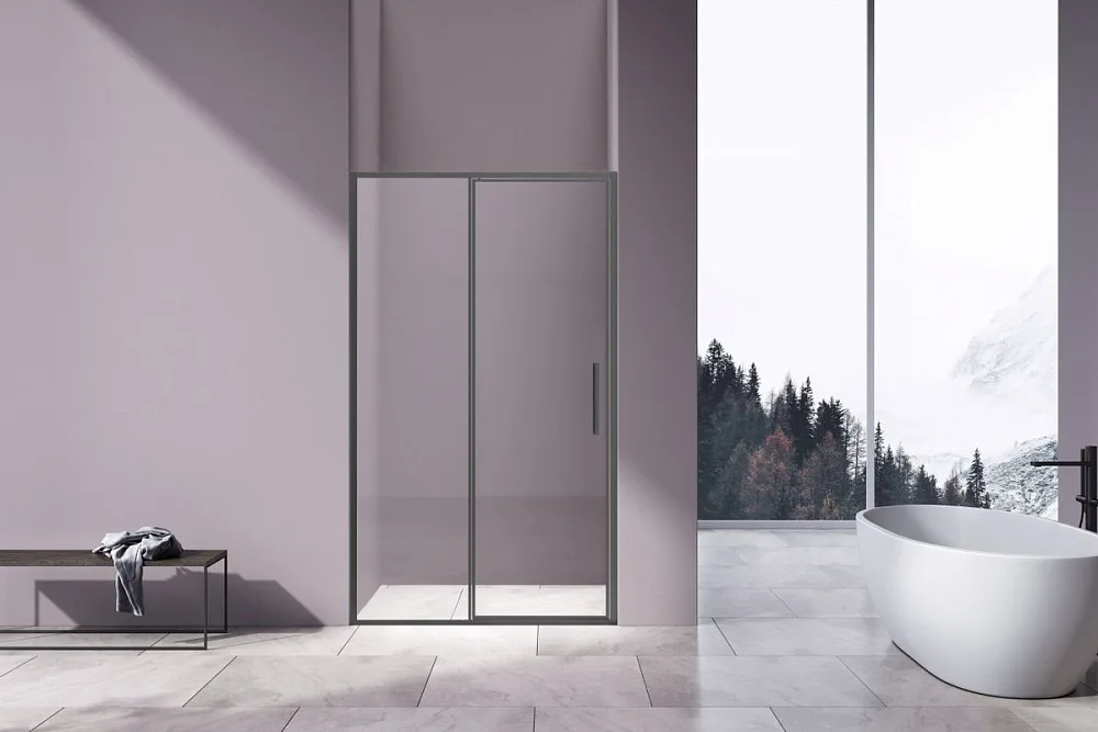 Душевая дверь Vincea Slim 8mm VDP-4SL120CLGM, вороненая сталь, стекло прозрачное Sancos — официальный сайт