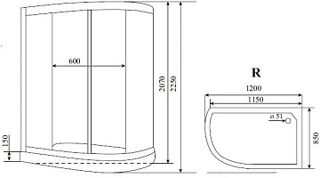 Душевая кабина Timo Lux T-7702 R, с сиденьем