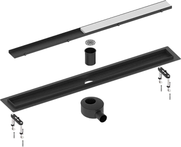 Душевой трап (лоток) Timo Drain Systems DS230209/03 900 двусторонняя панель plate под плитку, черный