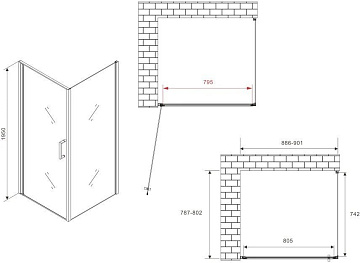Душевой уголок Abber Sonnenstrand AG04090B-S80B 90x80, профиль черный, стекло прозрачное