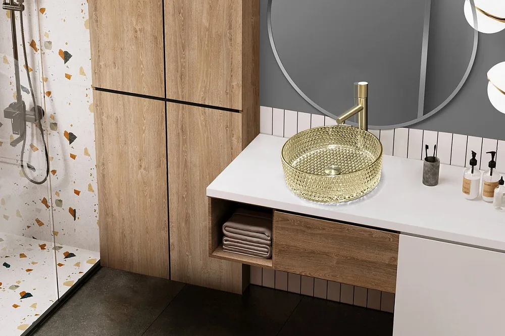 Накладная раковина Abber Glas AK2301GG золотая Sancos — официальный сайт