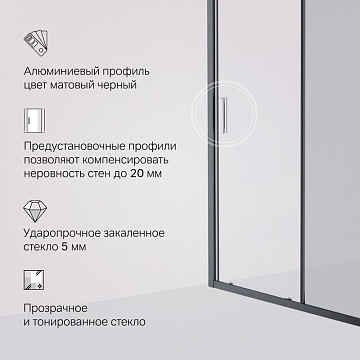 Душевая дверь в нишу AM.PM Gem Solo W90G-120-1-195BG 120 см