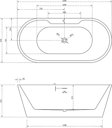 Акриловая ванна Abber 150x70 см, AB9299-1.5
