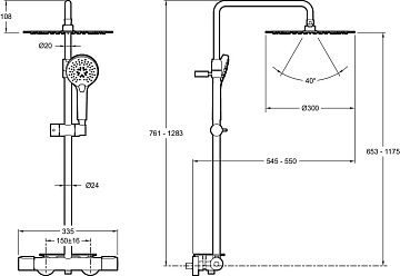 Душевая стойка Jacob Delafon Metro E26589-CP, с полкой