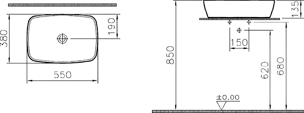 Накладная раковина VitrA Shift 7075B003-0016 55 см Sancos — официальный сайт