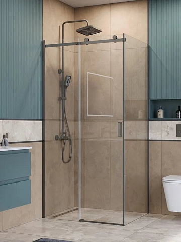 Душевой уголок BelBagno Soft Close-2 AH-1-100/80-C-GM профиль оружейная сталь