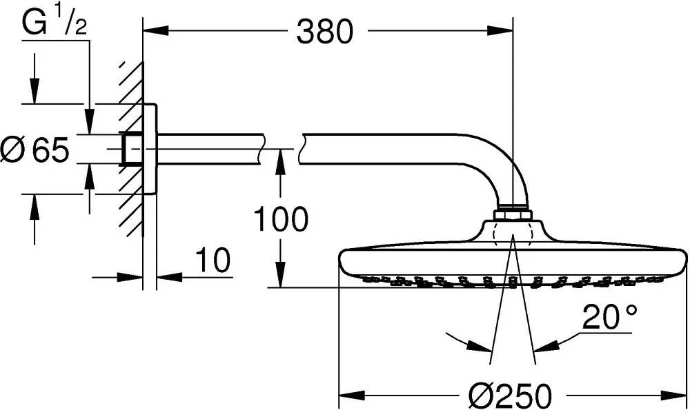 Верхний душ Grohe Tempesta 250 26663000 Sancos — официальный сайт