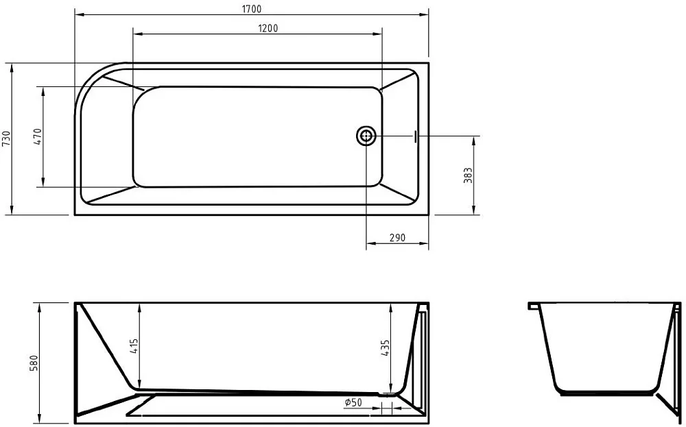 Акриловая ванна BelBagno BB712-1700-730-L 170x75 см, левая, пристенная, белая, асимметричная Sancos — официальный сайт