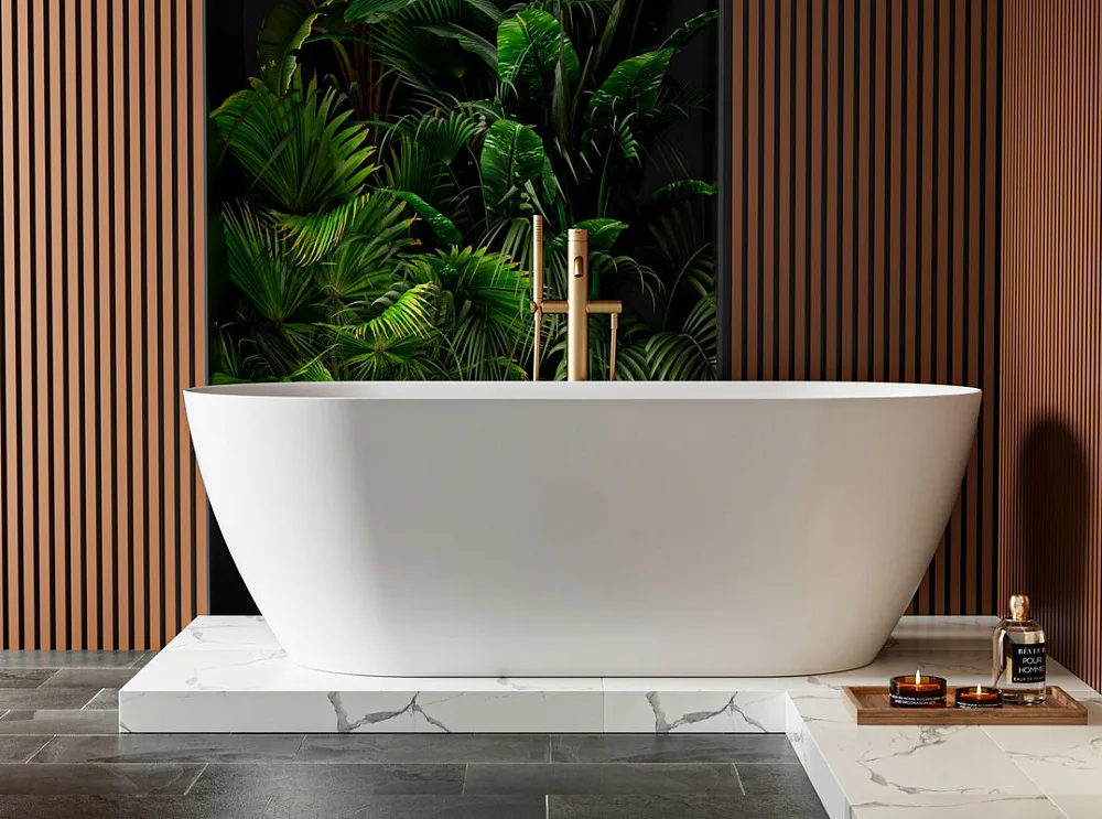 Ванна из искусственного камня Cezares Relax Solid Surface 170x80 см, отдельностоящая, матовая белая, Sancos — официальный сайт