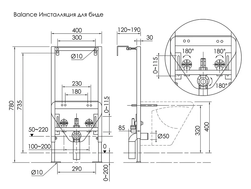 Система инсталляции для биде Ceramicanova Balance CN122001 Sancos — официальный сайт