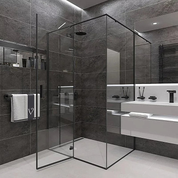 Душевой уголок Veconi Rovigo RV-073B 80x90, профиль черный