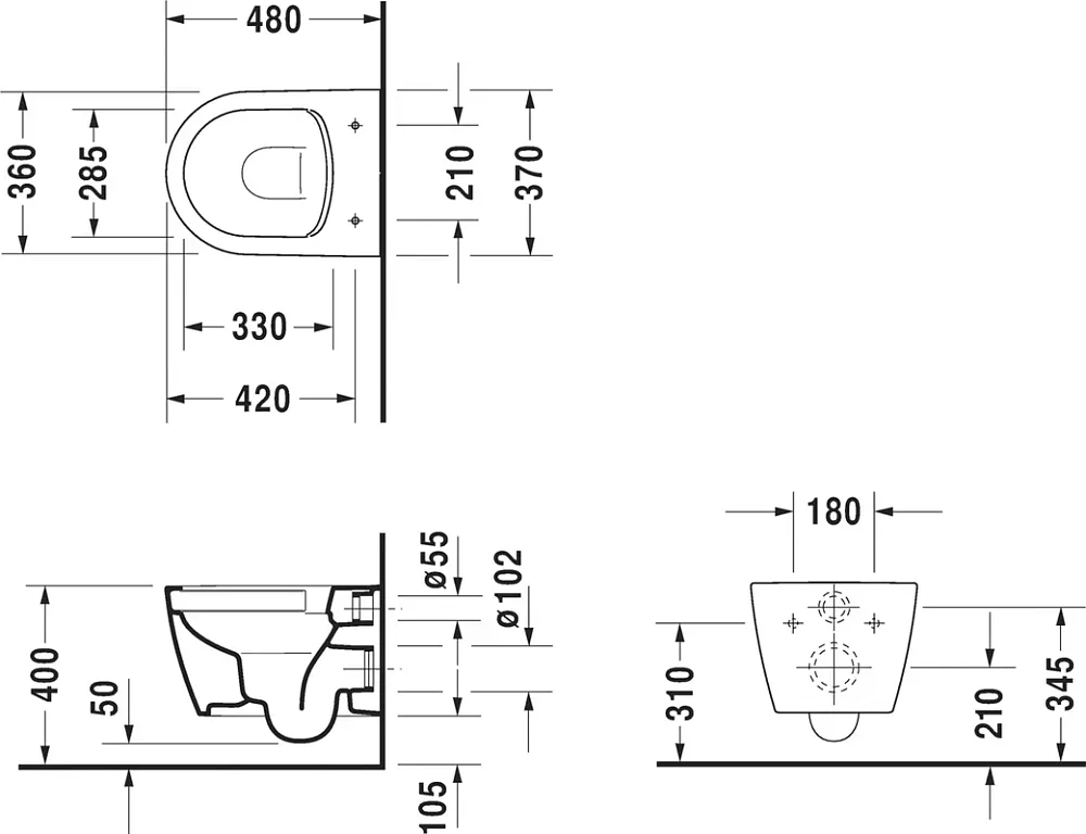 Чаша для унитаза подвесного Duravit ME by Starck 2530090000 Sancos — официальный сайт