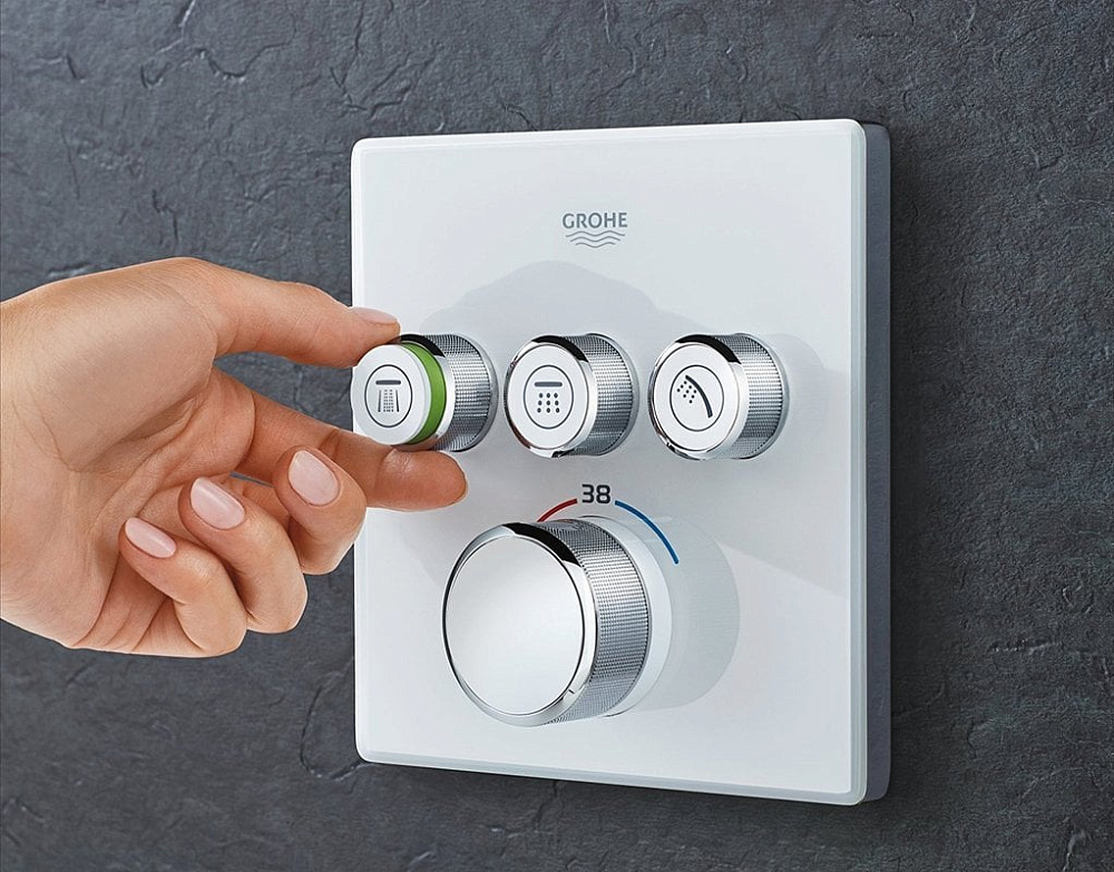 Термостатический смеситель встраиваемый Grohe Grohtherm SmartControl 29157LS0 для душа, moon white