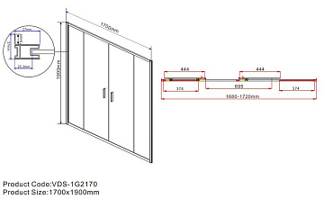 Душевая дверь Vincea Garda VDS-1G2170CLG, 1700, брашированное золото, стекло прозрачное