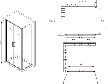 Душевой уголок Abber Sonnenstrand AG04100C-S100 100x100, профиль хром, стекло прозрачное