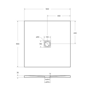 Поддон для душа BelBagno Uno TRAY-MR-UNO-A-90-35-W-NO 90х90, белый, с сифоном