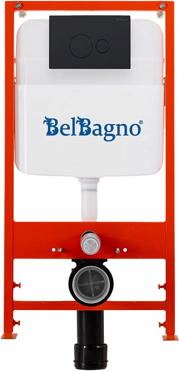Комплект BelBagno BB026/BB084NERO, с кнопкой смыва черная матовая