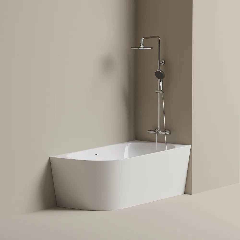 Акриловая ванна Sancos Грань (Edge) FB23R 170x80 см, угловая, правая, белая, со сливом-переливом Sancos — официальный сайт