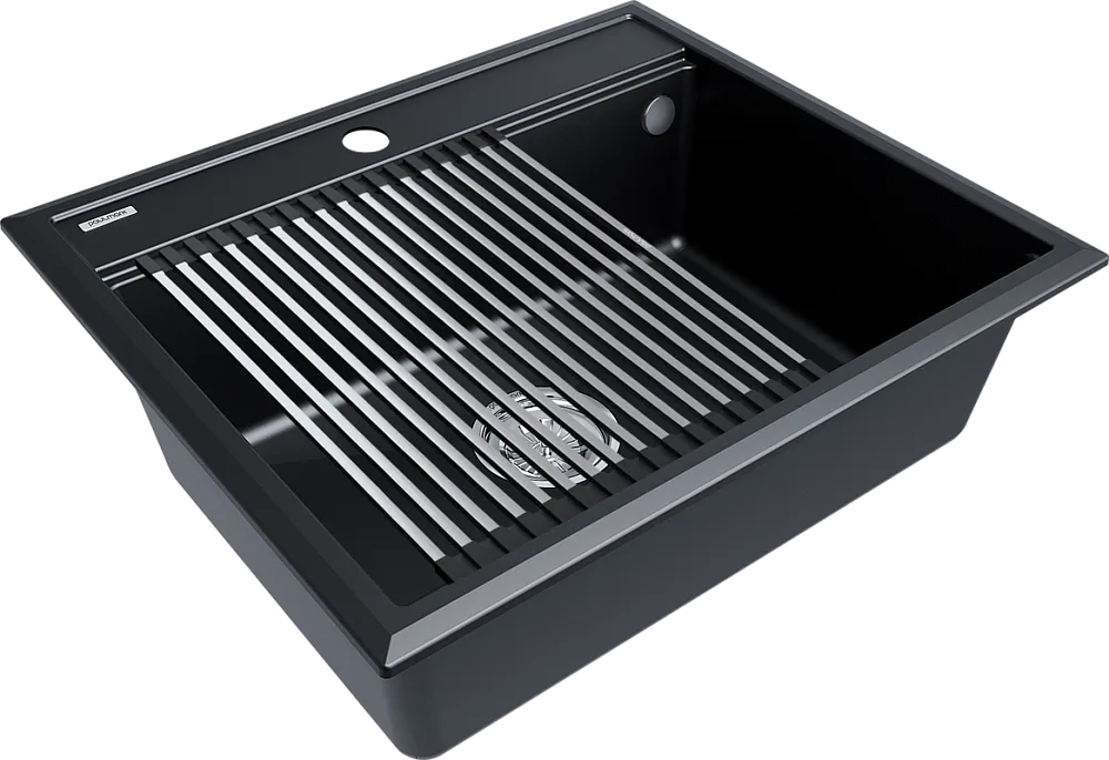 Мойка кухонная Paulmark Stepia + Step PM115951-BLM+R375-BS черный металлик Sancos — официальный сайт
