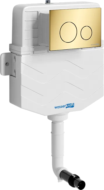 Смывной бачок скрытого монтажа Wasserkraft Aller 10TLT.031.ME.PG02, с кнопкой смыва золото Sancos — Оригинал
