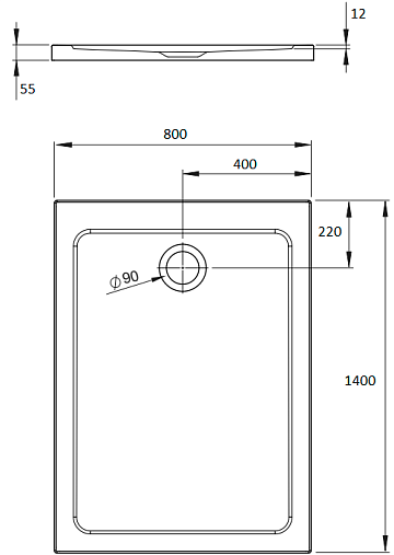 Поддон для душа Radaway Doros F 140x80 с сифоном
