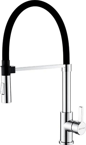 Смеситель для кухни Paulmark Halt Ha214021-CR хром, с гибким изливом