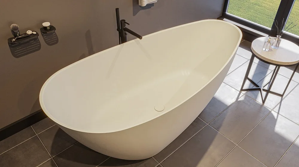 Ванна из искусственного камня WHITECROSS Spinel A 150x70 см, отдельностоящая, матовая белая, овальна Sancos — официальный сайт