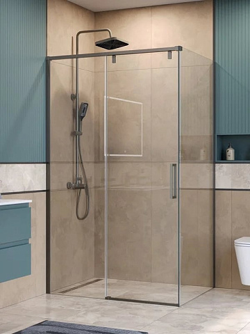 Душевой уголок BelBagno Soft Close-1 AH-1-110/100-C-GM профиль оружейная сталь