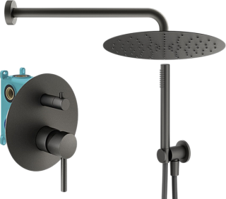 Душевой комплект Plumberia Selection Ixo KITXO18GR, С ВНУТРЕННЕЙ ЧАСТЬЮ, графит матовый