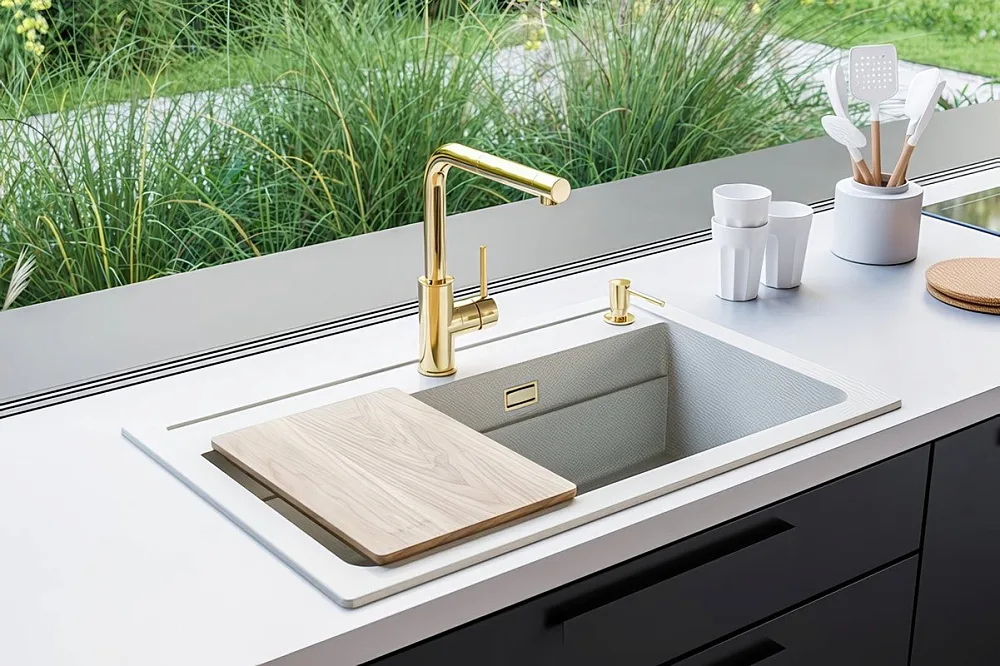 Смеситель для кухни Alveus Zeos 1136501 золото Sancos — официальный сайт
