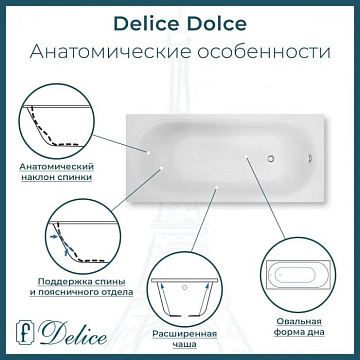 Ванна из литьевого мрамора Delice Dolce 170х75 см, пристенная
