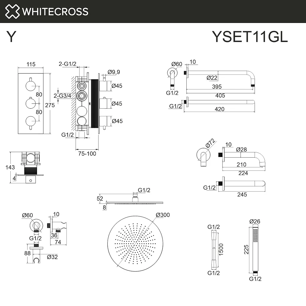 Душевой комплект WHITECROSS Y YSET11GL, С ВНУТРЕННЕЙ ЧАСТЬЮ, золото Sancos — официальный сайт