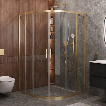 Душевой уголок Cezares Molveno R 22 100+20 C BORO IV 120х120 см, профиль брашированное золото, стекл